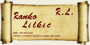 Ranko Lilkić vizit kartica